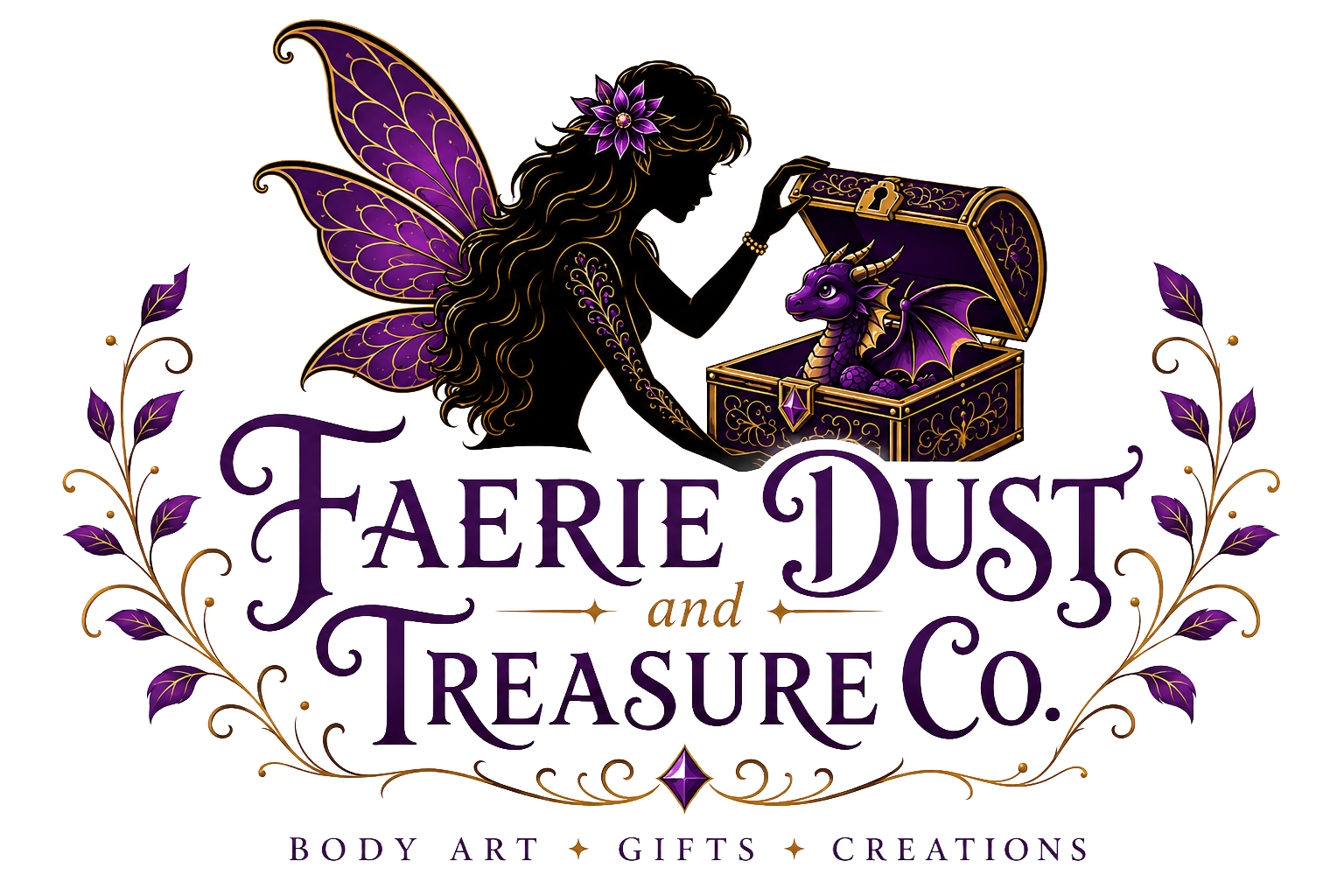 Faerie Dust and Treasure Company body art gifts and creations logo