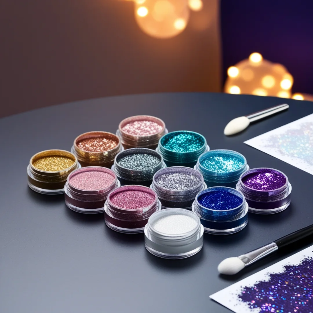 Colorful glitter pots for temporary glitter tattoo body art