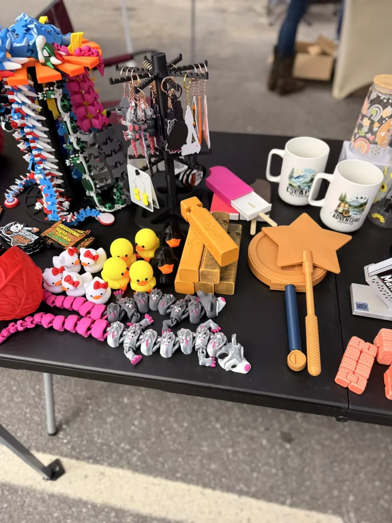 PixelMaistir local souvenir and 3D printed gift display at Murphy Spring Festival 2026.
